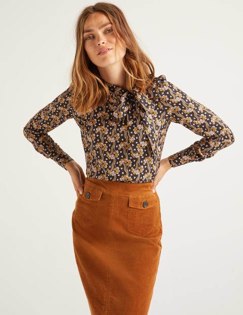 Aria Bluse - Schwarz, Florale Wellen Aria Bluse - Schwarz, Florale Wellen