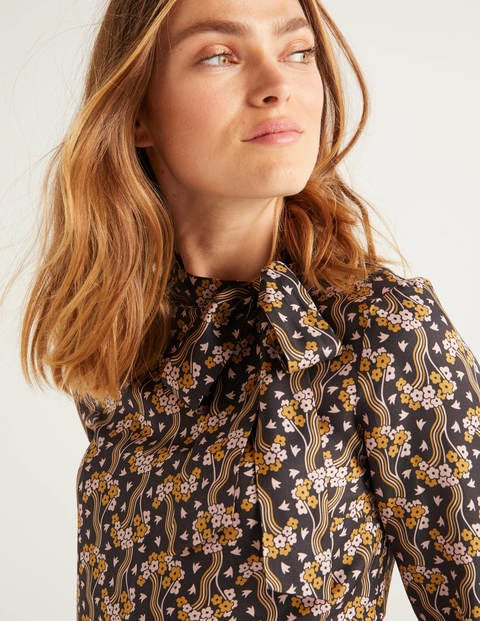 Aria Bluse - Schwarz, Florale Wellen Aria Bluse - Schwarz, Florale Wellen