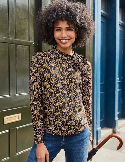 Aria Bluse - Schwarz, Florale Wellen Aria Bluse - Schwarz, Florale Wellen