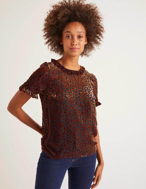 Romy Devore Top - Copper Red, Chic Leopard Romy Devore Top - Copper Red, Chic Leopard