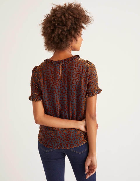 Romy Devore Top - Copper Red, Chic Leopard Romy Devore Top - Copper Red, Chic Leopard