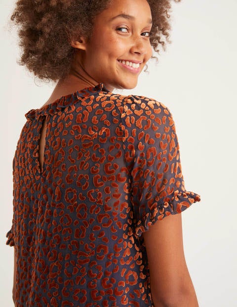 Romy Devore Top - Copper Red, Chic Leopard Romy Devore Top - Copper Red, Chic Leopard