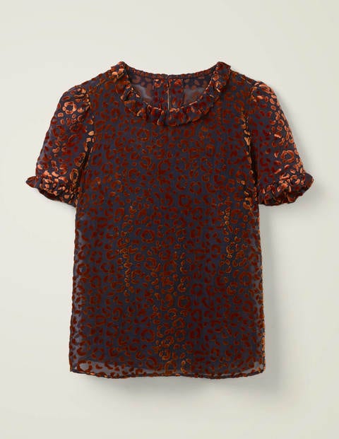 Romy Devore Top - Copper Red, Chic Leopard Romy Devore Top - Copper Red, Chic Leopard