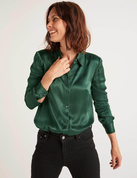Anita Satin Shirt - Midnight Garden Anita Satin Shirt - Midnight Garden