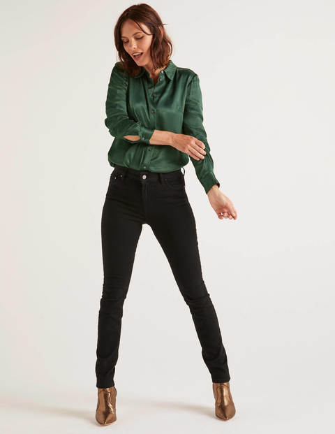 Anita Satin Shirt - Midnight Garden Anita Satin Shirt - Midnight Garden