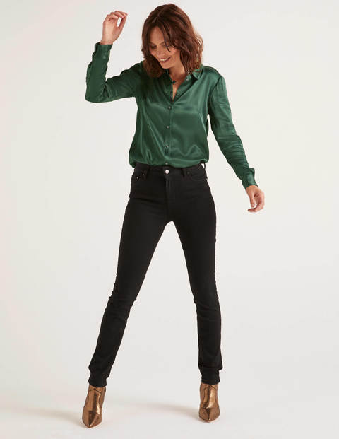 Anita Satin Shirt - Midnight Garden Anita Satin Shirt - Midnight Garden