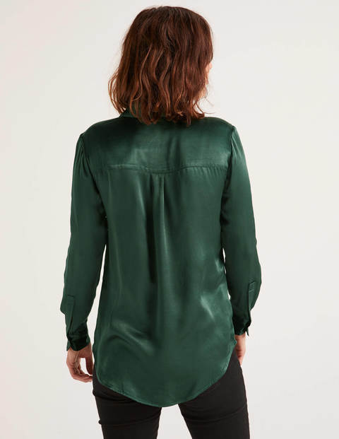 Anita Satin Shirt - Midnight Garden Anita Satin Shirt - Midnight Garden