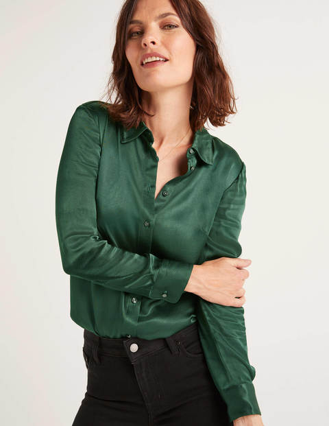 Anita Satin Shirt - Midnight Garden Anita Satin Shirt - Midnight Garden