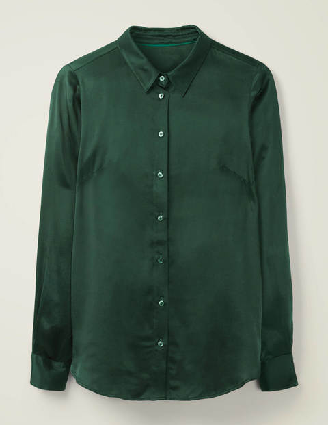 Anita Satin Shirt - Midnight Garden Anita Satin Shirt - Midnight Garden