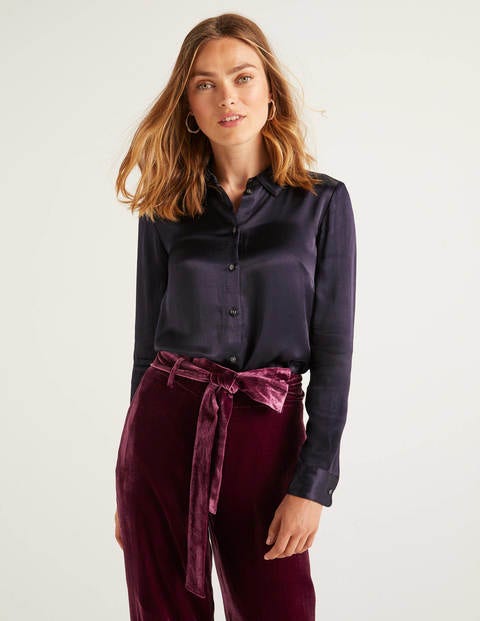 Anita Satin Shirt - Navy Anita Satin Shirt - Navy