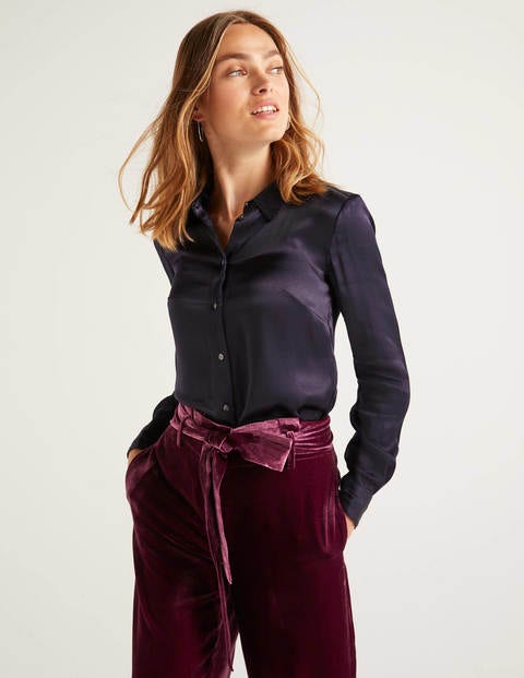 Anita Satin Shirt - Navy Anita Satin Shirt - Navy