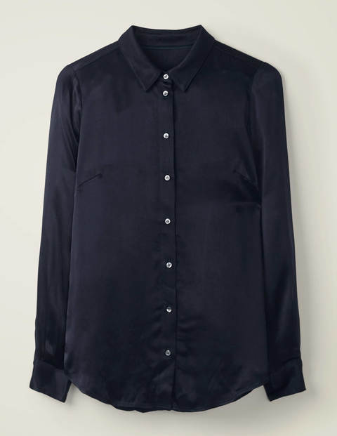 Anita Satin Shirt - Navy Anita Satin Shirt - Navy