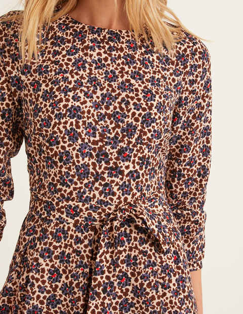 Lydia Kleid - Warmes Braun, Blumen, Leopardenmuster Lydia Kleid - Warmes Braun, Blumen, Leopardenmuster