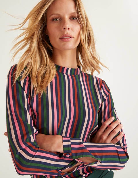 Lilian Top - Crayon Pink and Conker Stripe Lilian Top - Crayon Pink and Conker Stripe