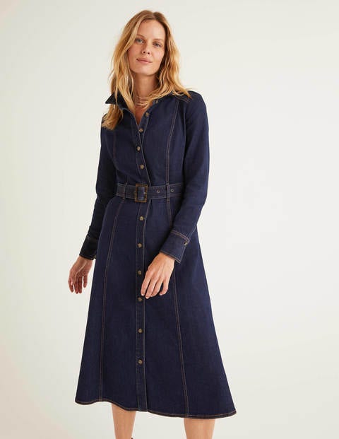 Mira Midi-Denimkleid - Verwaschenes Indigo Mira Midi-Denimkleid - Verwaschenes Indigo