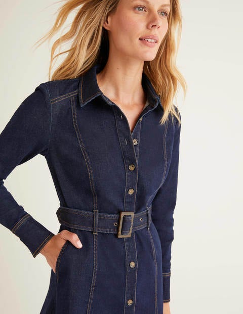 midi denim dress with sleeves