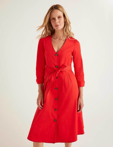 Isabel Stitch Detail Dress - Post Box Red Isabel Stitch Detail Dress - Post Box Red