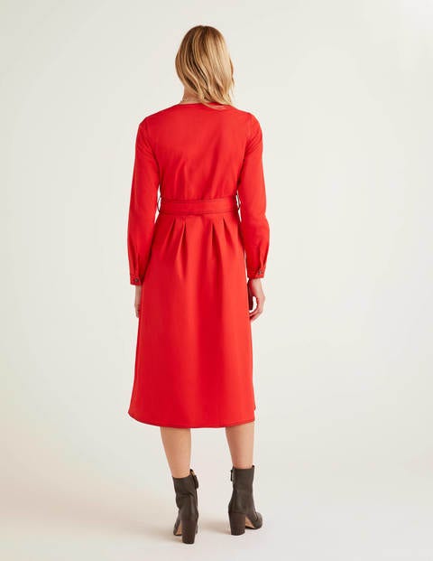 Isabel Stitch Detail Dress - Post Box Red Isabel Stitch Detail Dress - Post Box Red