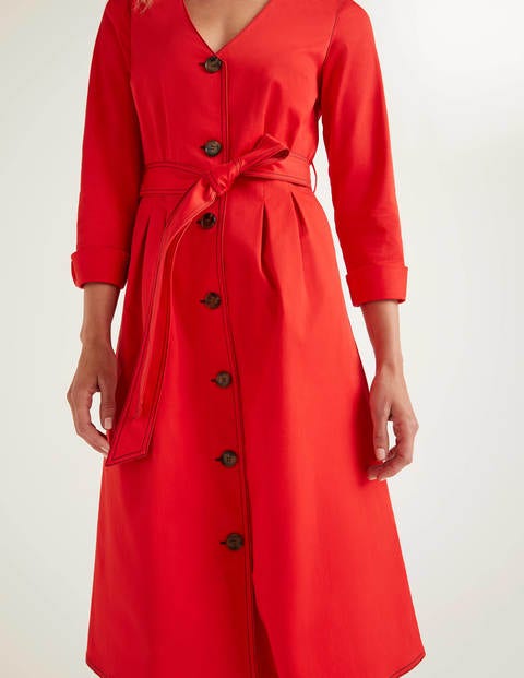 Isabel Stitch Detail Dress - Post Box Red Isabel Stitch Detail Dress - Post Box Red
