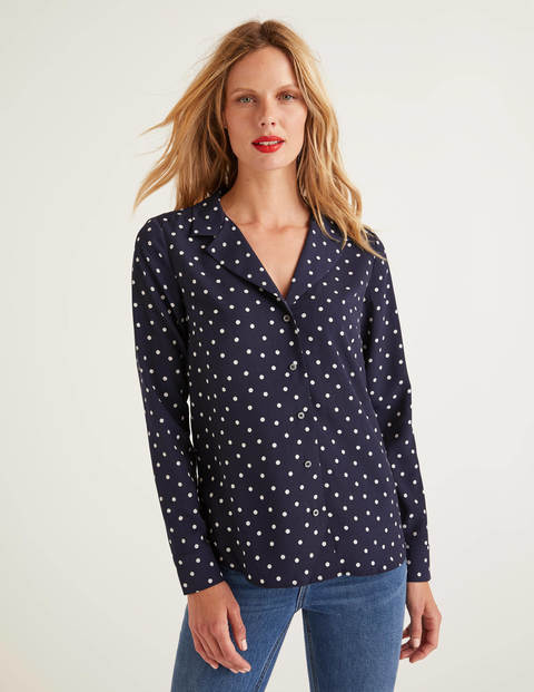 Tamara Bluse - Französisches Navy, Polka-Tupfen Tamara Bluse - Französisches Navy, Polka-Tupfen
