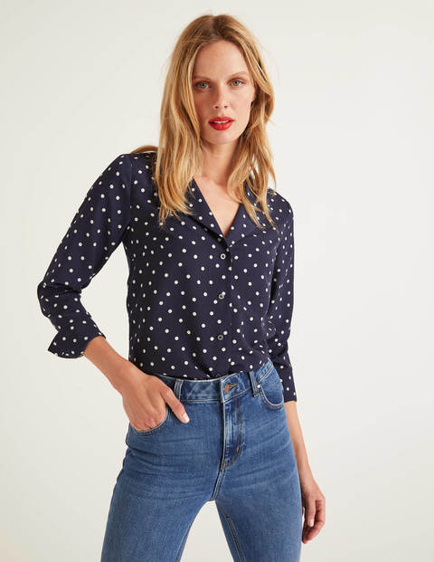 Tamara Bluse - Französisches Navy, Polka-Tupfen Tamara Bluse - Französisches Navy, Polka-Tupfen