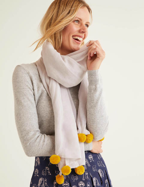 Pompom Wool Scarf - Shale Grey/Saffron Pompom Wool Scarf - Shale Grey/Saffron