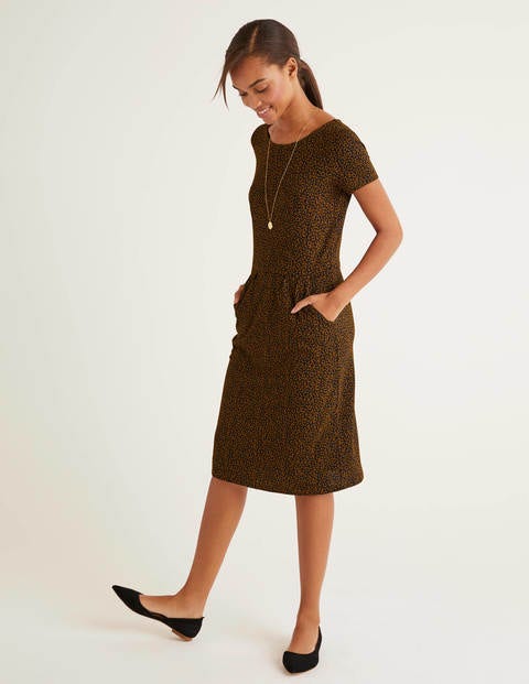 Phoebe Jersey Dress - Black, Animal Stamp Phoebe Jersey Dress - Black, Animal Stamp