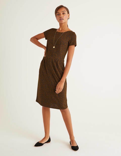 Phoebe Jersey Dress - Black, Animal Stamp Phoebe Jersey Dress - Black, Animal Stamp