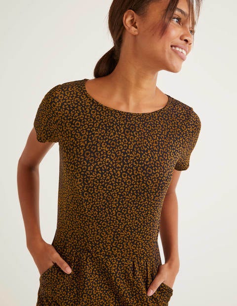 Phoebe Jersey Dress - Black, Animal Stamp Phoebe Jersey Dress - Black, Animal Stamp