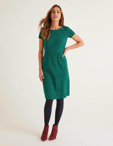 Phoebe Jersey Dress - Forest, Ribbons Phoebe Jersey Dress - Forest, Ribbons