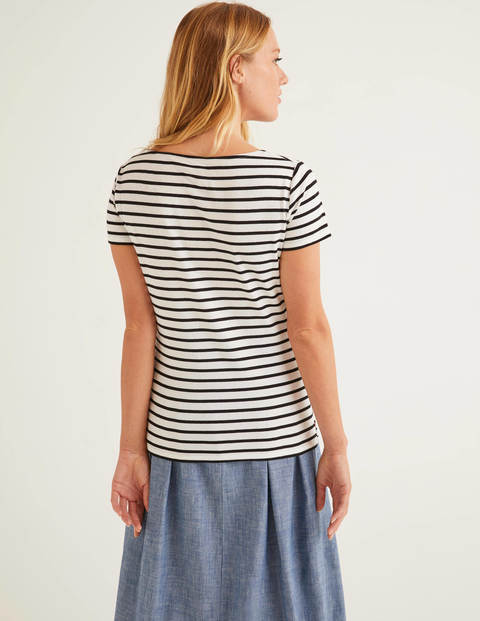 Kurzärmeliges Bretonshirt - Naturweiß/Schwarz Kurzärmeliges Bretonshirt - Naturweiß/Schwarz