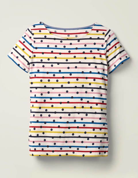 Kurzärmeliges Bretonshirt - Bunt Gestreift/Getupft Kurzärmeliges Bretonshirt - Bunt Gestreift/Getupft