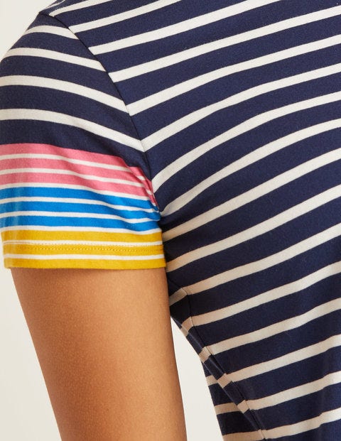 Short Sleeve Breton - Navy/Bright Carmellia Cuff Short Sleeve Breton - Navy/Bright Carmellia Cuff