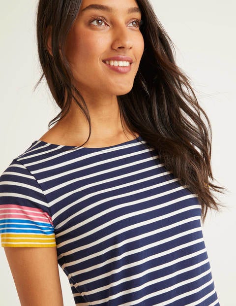 Short Sleeve Breton - Navy/Bright Carmellia Cuff Short Sleeve Breton - Navy/Bright Carmellia Cuff