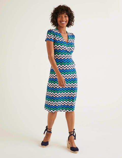 Sommer-Wickelkleid - Navy, Zickzackstreifen Sommer-Wickelkleid - Navy, Zickzackstreifen