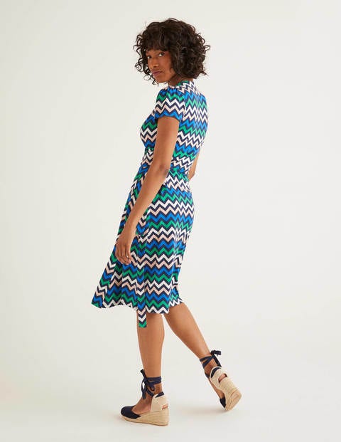 Sommer-Wickelkleid - Navy, Zickzackstreifen Sommer-Wickelkleid - Navy, Zickzackstreifen