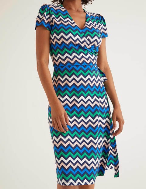 Sommer-Wickelkleid - Navy, Zickzackstreifen Sommer-Wickelkleid - Navy, Zickzackstreifen