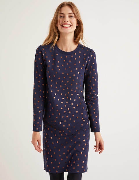 Sweatshirt Dress - Navy, Scattered Dot Small Sweatshirt Dress - Navy, Scattered Dot Small