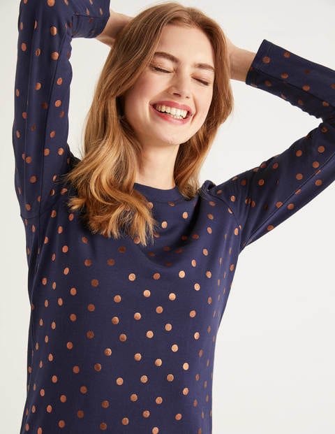 Sweatshirt Dress - Navy, Scattered Dot Small Sweatshirt Dress - Navy, Scattered Dot Small