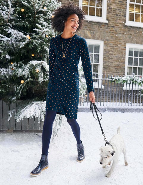 Sweatshirt Dress - Navy, Scattered Dot Small Sweatshirt Dress - Navy, Scattered Dot Small
