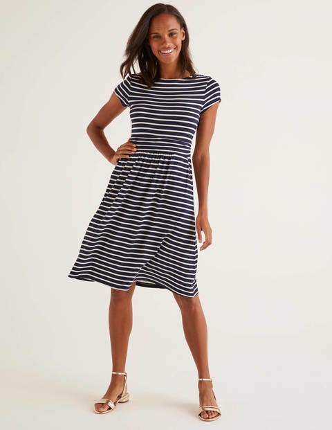 Amelie Jersey Dress - Navy/Ivory Stripe Amelie Jersey Dress - Navy/Ivory Stripe