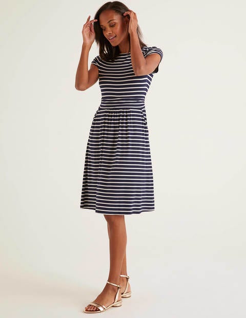 Amelie Jersey Dress - Navy/Ivory Stripe Amelie Jersey Dress - Navy/Ivory Stripe