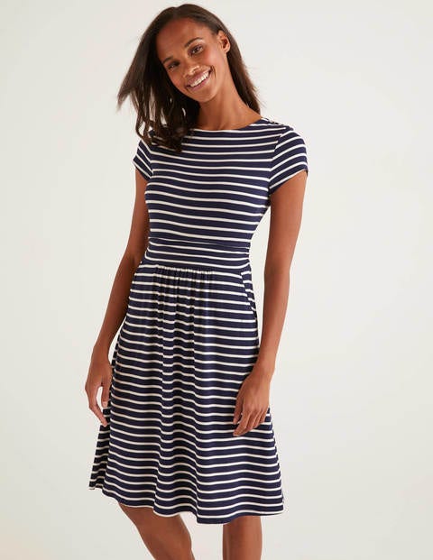 Amelie Jersey Dress - Navy/Ivory Stripe Amelie Jersey Dress - Navy/Ivory Stripe