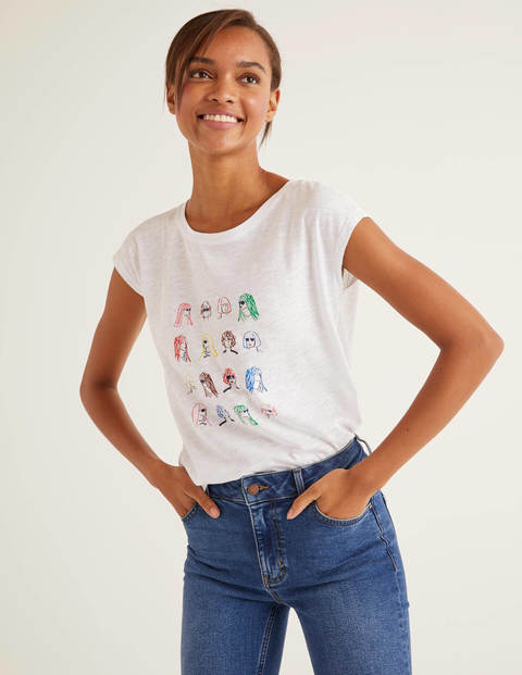 Robyn T-Shirt Aus Jersey - Weiß, Köpfe Robyn T-Shirt Aus Jersey - Weiß, Köpfe