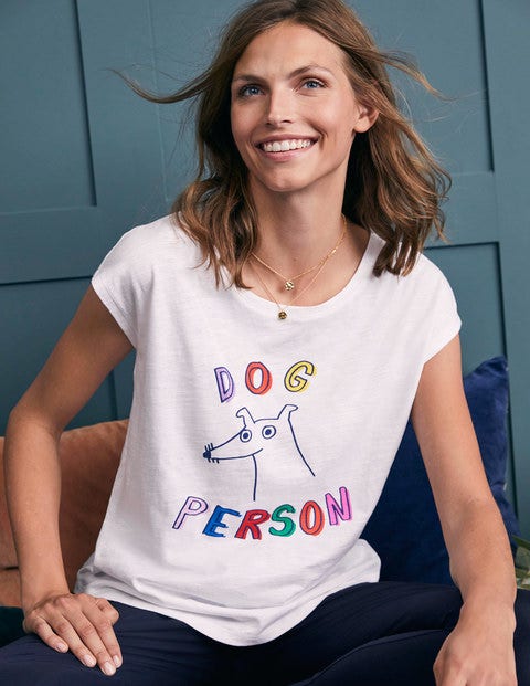 Robyn Jersey Tee - White, Dog Person Robyn Jersey Tee - White, Dog Person