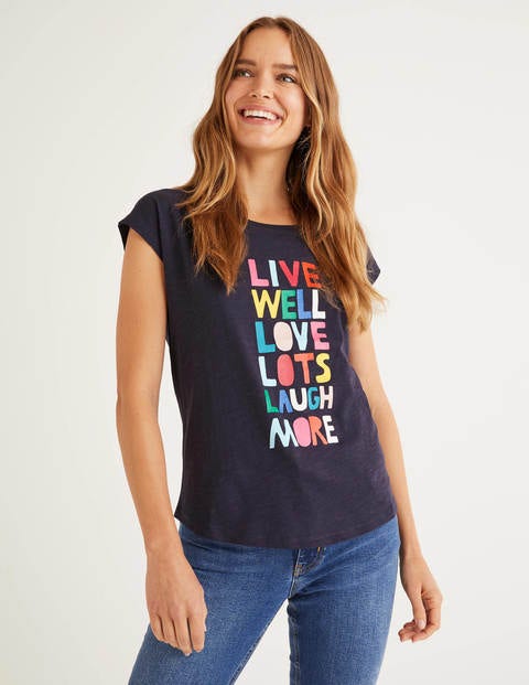 Robyn T-Shirt Aus Jersey - Navy, Live Well Robyn T-Shirt Aus Jersey - Navy, Live Well