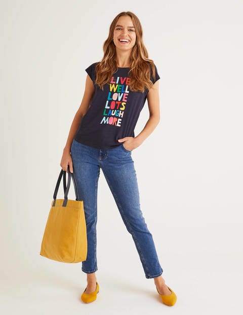 Robyn T-Shirt Aus Jersey - Navy, Live Well Robyn T-Shirt Aus Jersey - Navy, Live Well