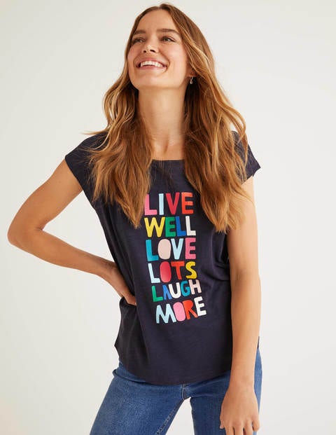 Robyn T-Shirt Aus Jersey - Navy, Live Well Robyn T-Shirt Aus Jersey - Navy, Live Well