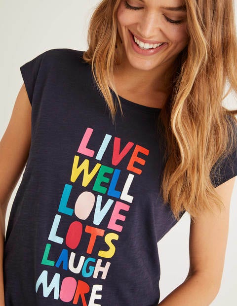 Robyn T-Shirt Aus Jersey - Navy, Live Well Robyn T-Shirt Aus Jersey - Navy, Live Well