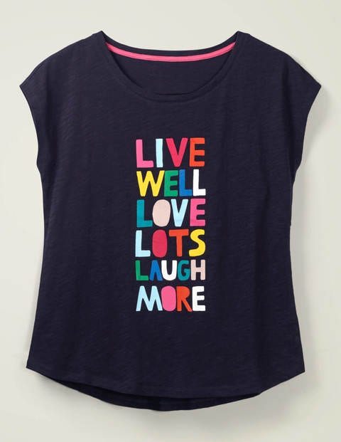 Robyn T-Shirt Aus Jersey - Navy, Live Well Robyn T-Shirt Aus Jersey - Navy, Live Well